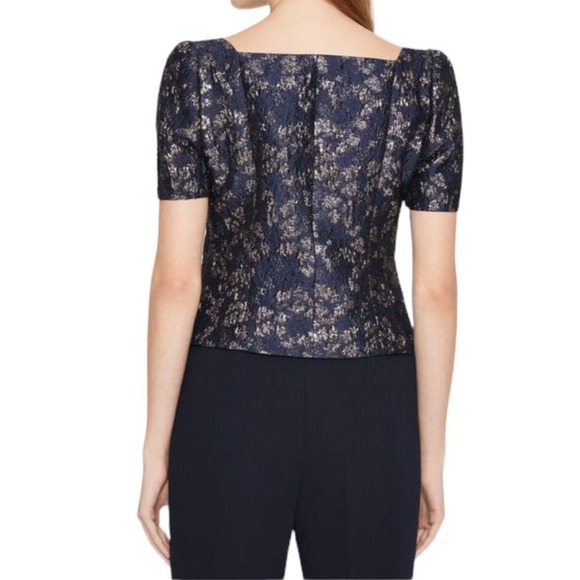 New Women’s Club Monaco Brocade Puff Sleeve Blouse Size 12 - Picture 5 of 10